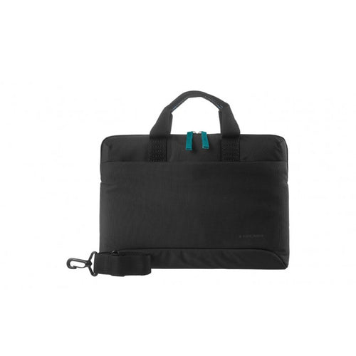 Borsa Smilza  13" super slim in materiale tecnico con dettagli in contrasto. Tasca e tracolla  NERO  - Nuovo