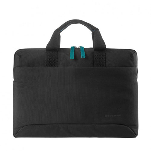 Borsa Smilza  13" super slim in materiale tecnico con dettagli in contrasto. Tasca e tracolla  NERO  - Nuovo