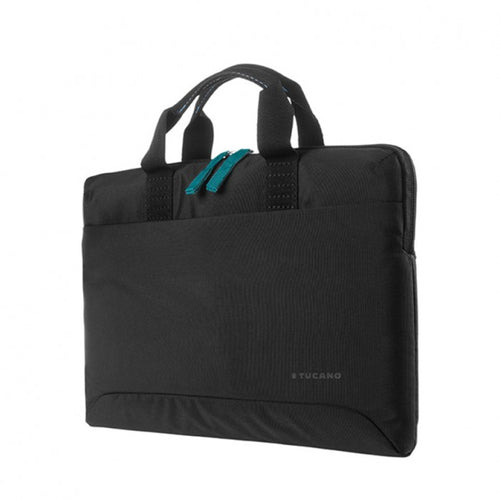 Borsa Smilza  13" super slim in materiale tecnico con dettagli in contrasto. Tasca e tracolla  NERO  - Nuovo