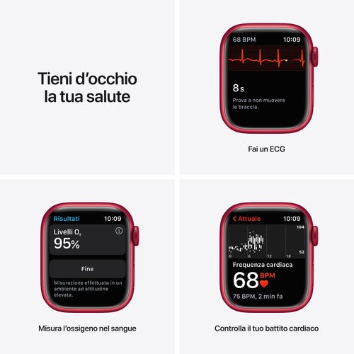 Apple Watch Series 7 41mm | GPS | Cassa in Alluminio Rosso | Cinturino Nero Loop - Ricondizionato